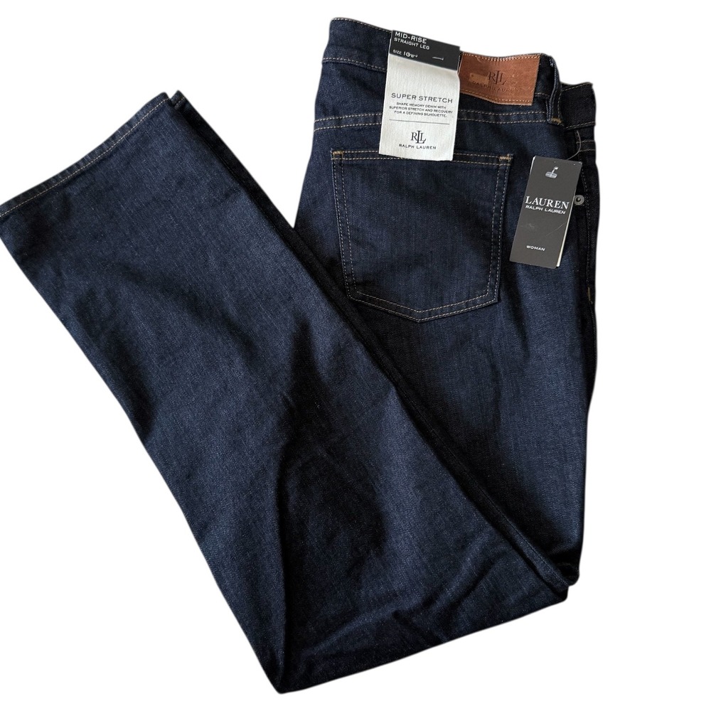 Lauren Ralph Lauren Women 16W 32" Inseam‎ Dark Blue Super Stretch Jeans NWT